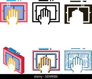 Hand Scanning Icon Vector. Outline variety Hand Scanning Sign. Isolated Contour Symbol Stock Vector