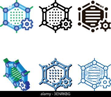 Artificial Graphene Technology variations Vector Sign Icon Thin Line. Artificial Intelligence Graphene Technology Concept Linear Pictogram. Technology Stock Vector