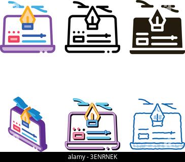 computer maker movie settings icon vector. computer maker movie styles settings sign. color symbol Stock Vector