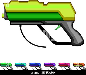 Futuristic toy blaster weapon providing exciting entertainment, playful competition, and active fun for children and adults enjoying recreational game Stock Vector