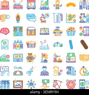 Collecting different essential icons representing diverse concepts including lifestyle, transportation, technology, nature, finance, and health, usefu Stock Vector