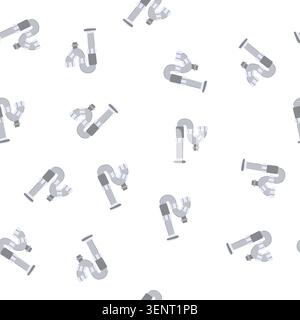 pattern odor waste drain trap cartoon. blockage installation, maintenance cleaning, fixture basin odor waste drain trap sign. seamless symbol vector i Stock Vector