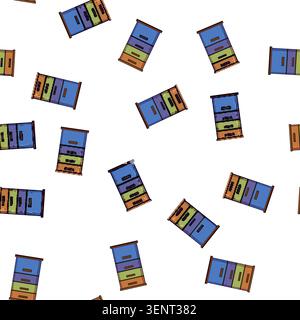 pattern Stacked colorful drawers creating a storage cabinet or filing unit, organizing items in a structured and efficient way within a home or office Stock Vector
