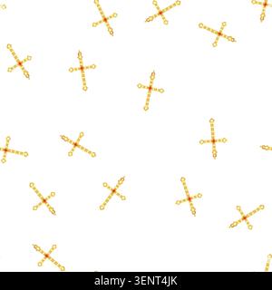 pattern church cross christian cartoon. catholic easter, line outline, christ sunrise church cross christian sign. seamless symbol vector illustration Stock Vector