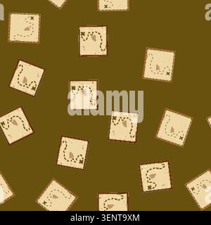 seamless pattern maritime nautical map cartoon. ocean sea, coastline compass, latitude longitude maritime nautical map sign vector Stock Vector