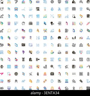 Large collection of diverse isometric and linear icons for business, technology, health, daily life and more  modern flat style symbols for ui, web, m Stock Vector