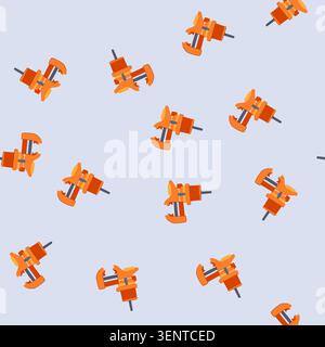 pattern machine vice is a workbench clamping tool with an anvil, used for securely holding workpieces during various industrial or diy tasks, essentia Stock Vector