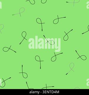seamless pattern Urinary catheter medical device illustrating the specialized tube with a green connector, commonly used in hospitals for urology, dra Stock Vector