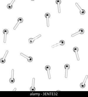 pattern Chrome brushed metal door lever vector on white background, minimal flat illustration ideal for representing access, security, interior hardwa Stock Vector