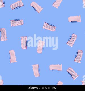 seamless pattern important pinned torn paper notes cartoon. reminder memory, idea thought, scrap communication important pinned torn paper notes sign Stock Vector