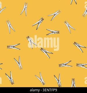 seamless pattern wooden clothespin cartoon. plastic grip, line secure, hold fastener wooden clothespin sign vector Stock Vector
