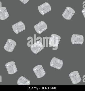 pattern soup tin can cartoon. lid label, kitchen pantry, aluminum packaging soup tin can sign. seamless vector illustration Stock Vector