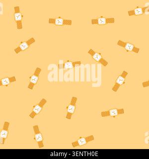 pattern timepiece watch wrist cartoon. chronograph smart, analog digital, automatic luxury timepiece watch wrist sign. seamless vector illustration Stock Vector