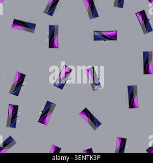 seamless pattern digital curved screen cartoon. tv led, monitor stage, show light digital curved screen sign vector Stock Vector