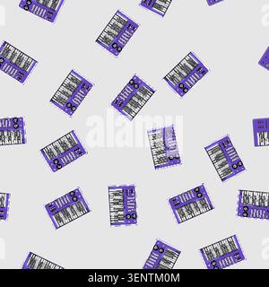 seamless pattern electronic synthesizer audio cartoon. electronic synthesizer audio sign vector Stock Vector