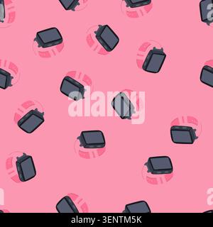 pattern person smart watch cartoon. sport app, activity exercise, tracker wrist person smart watch sign. seamless vector illustration Stock Vector