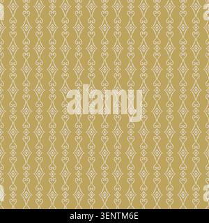 Mustard Beige Vertical Ornate Stripe Pattern Stock Vector