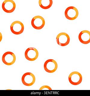 pattern circular arrow icon representing a continuous process, infinite loop, sequential steps, rotation, or update symbol with orange and yellow segm Stock Vector