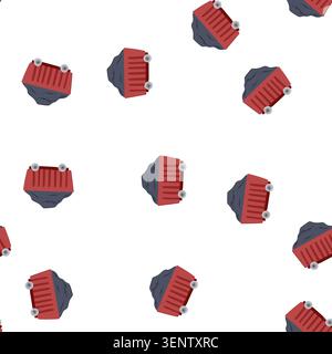pattern locomotive coal wagon cartoon. cargo haulage, logistics delivery, movement track locomotive coal wagon sign. seamless symbol vector illustrati Stock Vector