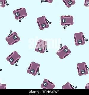 pattern portable air compressor with a digital display and control buttons, featuring an attached hose and nozzle, symbolizing vehicle maintenance and Stock Vector