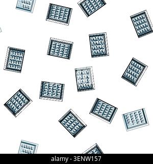 pattern insulation garage door cartoon. keypad security, automation tracks, rollers panels insulation garage door sign vector Stock Vector