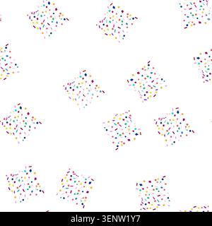 pattern Colorful geometric shapes like circles, rectangles, and ribbons are scattering and falling, creating a vibrant, festive, and celebratory backg Stock Vector