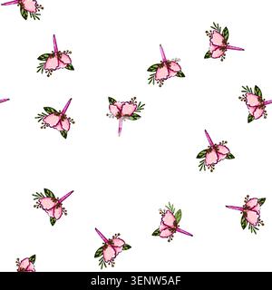 pattern flower boutonniere cartoon. accessory rose, tradition ceremony, style arrangement flower boutonniere sign vector Stock Vector