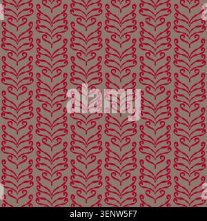 Red Taupe Vertical Leaf Vine Pattern Stock Vector