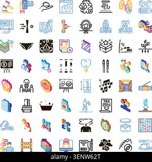Diverse vector icon set covering business, finance, healthcare, technology, education, nature and art  versatile pictograms for ui, infographics, pres Stock Vector