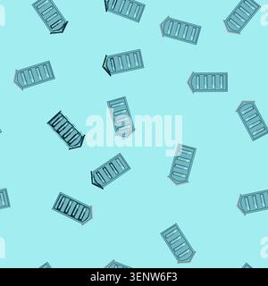 seamless pattern Portable bio toilet cabin for temporary mobile sanitation at construction sites, outdoor events, camps or emergency locations, compac Stock Vector