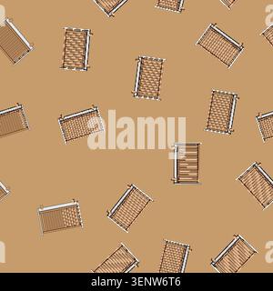 seamless pattern Wooden baby crib railing providing safety and security for children, featuring vertical slats creating a protective barrier for newbo Stock Vector