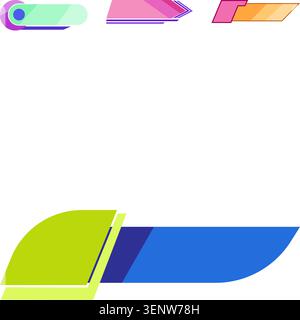 Abstract colorful broadcast templates and overlays for news and streaming, lower thirds, banners, bars, frames and animated interface elements for mod Stock Vector