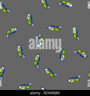 seamless pattern space blaster gun cartoon. shot effect, beam energy, futuristic alien space blaster gun sign vector Stock Vector