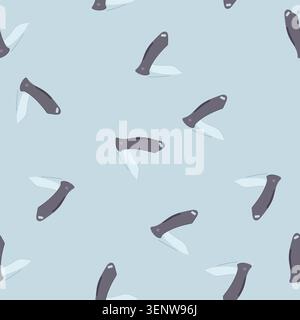 pattern sharp knife camping cartoon. steel pocket, cut wood, trip handle sharp knife camping sign. seamless vector illustration Stock Vector