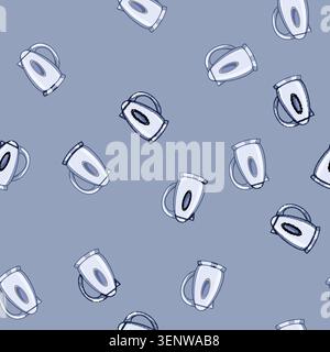 seamless pattern boil kettle electric cartoon. water appliance, cordless stainless, fast heat boil kettle electric sign vector Stock Vector