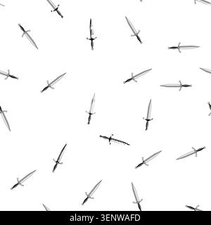 pattern Dagger featuring a sharp metallic blade and dark handle, standing vertically on a plain white background, embodying concepts of warfare, dange Stock Vector