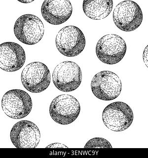 seamless pattern fruit amla hand drawn. berry indian, green ingredient, fresh vegetarian fruit amla black sketch illustration Stock Vector