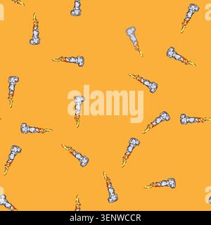 seamless pattern flame rocket launch smoke cartoon. off jet, ship take, space stastronaut flame rocket launch smoke sign vector Stock Vector