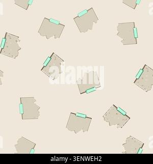 seamless pattern reminder pinned torn paper notes cartoon. memory idea, thought scrap, communication bulletin reminder pinned torn paper notes sign ve Stock Vector