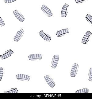 pattern Round metallic bottle cap with ribbed side and flat top on white background, symbolizing beverage packaging, closure and sealing for beer, sod Stock Vector