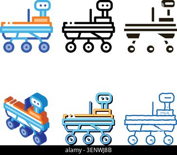 Exploration Mars Rover diversity Icon Vector. Outline Exploration Mars Rover Sign. Isolated Contour Symbol Stock Vector