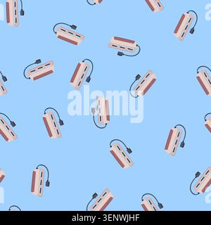 pattern charge usb hub cartoon. port desk, pc input, line data charge usb hub sign. seamless vector illustration Stock Vector