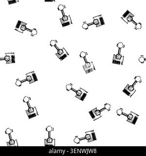 pattern Piston and connecting rod component for internal combustion engine, illustrating power, automotive technology, and industrial engineering conc Stock Vector