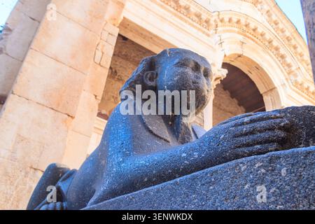 Statue of sphinx at the Peristyle square of the ancient Diocletian's Palace in the old town area of Split, Croatia Stock Photo
