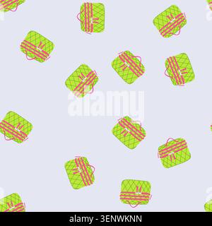 pattern stylish makeup bag cartoon. zipper pouch, storage durable, chic versatile stylish makeup bag sign. seamless vector illustration Stock Vector