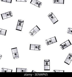 pattern Automatic pet feeder providing consistent food portions and scheduled alimentation for cats or dogs, representing modern pet care technology a Stock Vector
