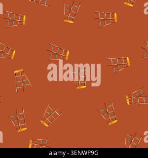 seamless pattern foot step ladder safety cartoon. foot step ladder safety sign vector Stock Vector