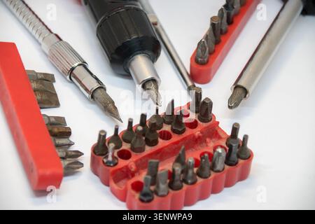 Various screwdriver bits and sockets. Stock Photo