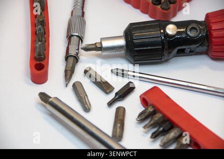 Various screwdriver bits and sockets. Stock Photo