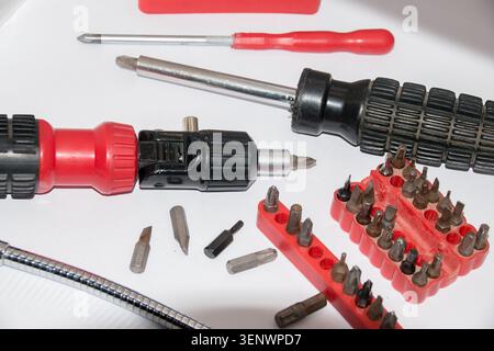 Various screwdriver bits and sockets. Stock Photo